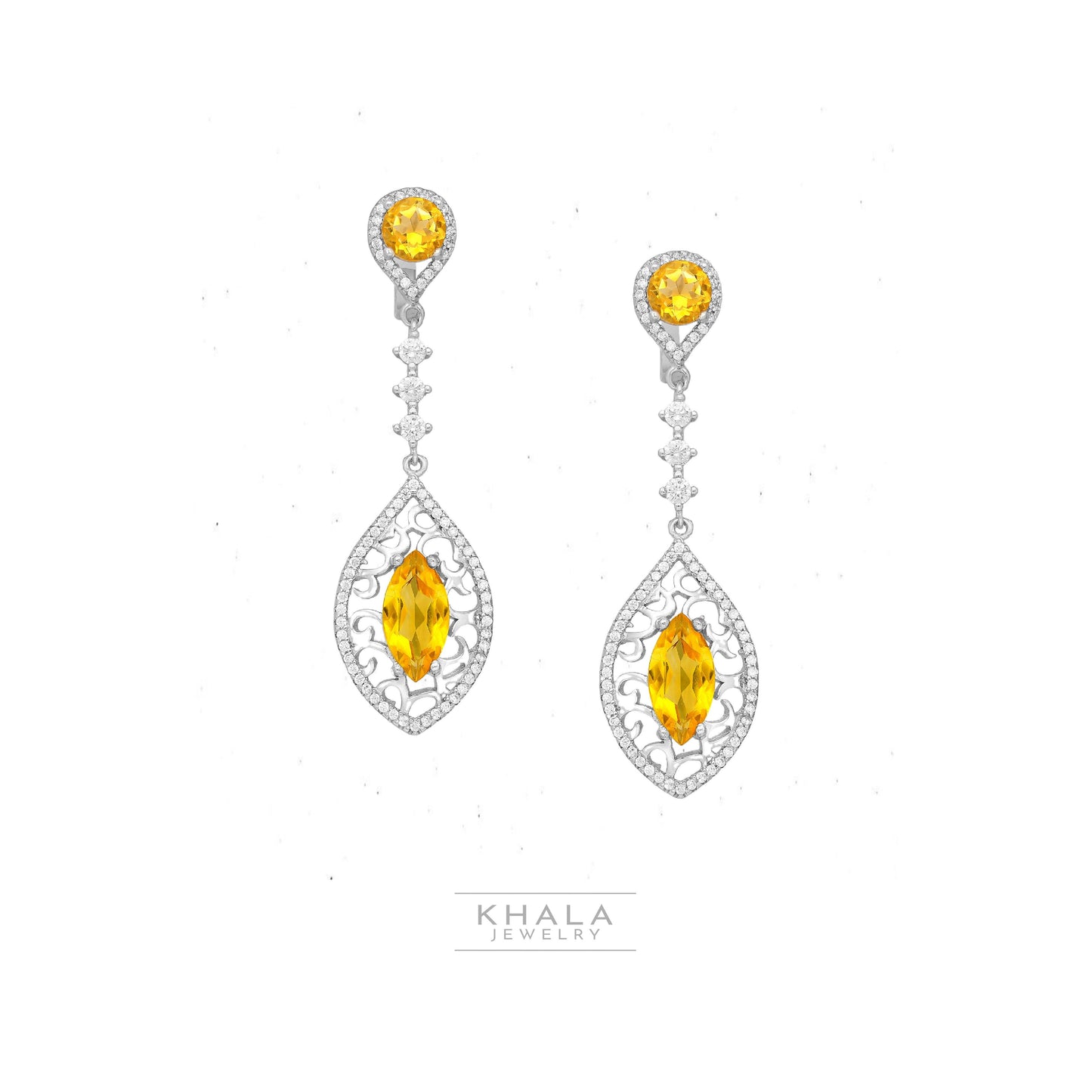 HATOR Citrine Dangling Earrings - Khala Jewelry