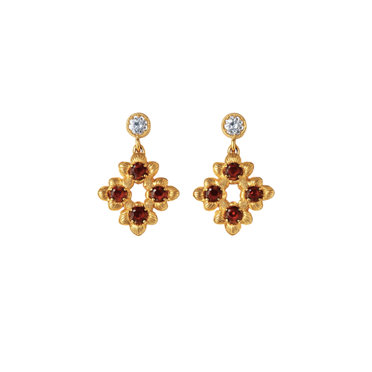 SILVA Natural Garnet Drop Earrings