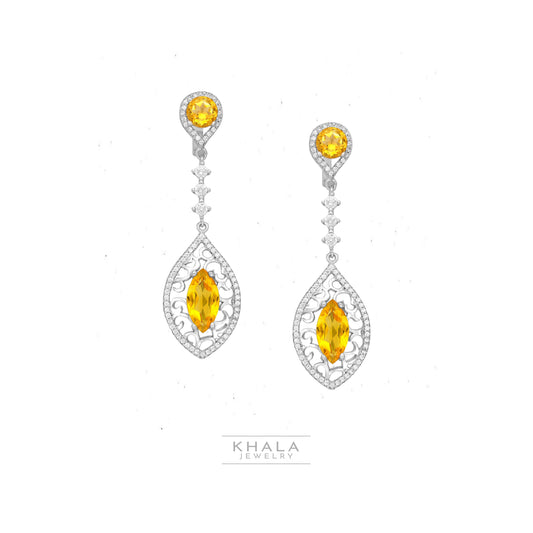 HATOR Citrine Dangling Earrings - Khala Jewelry