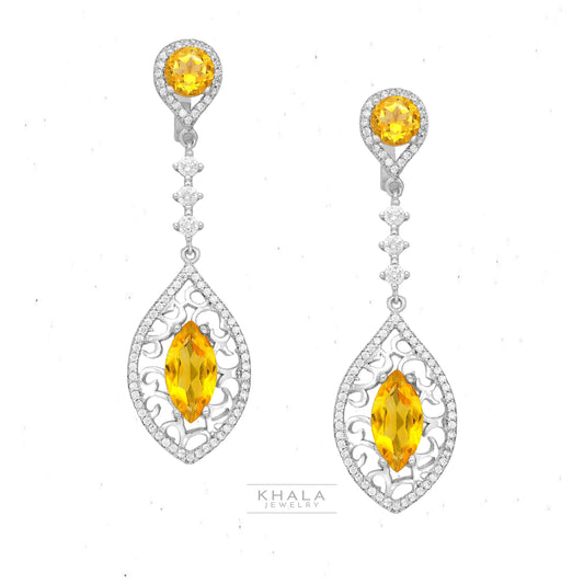 HATOR Citrine Dangling Earrings - Khala Jewelry