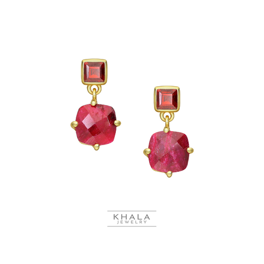 LIBI Garnet & Ruby Drop Earrings