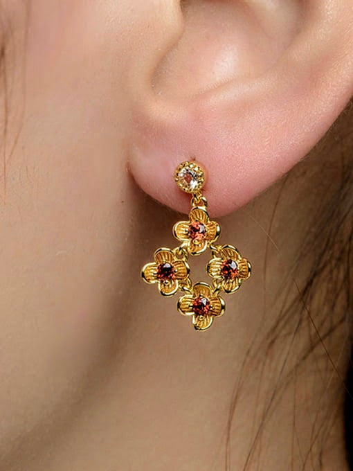 SILVA Natural Garnet Drop Earrings